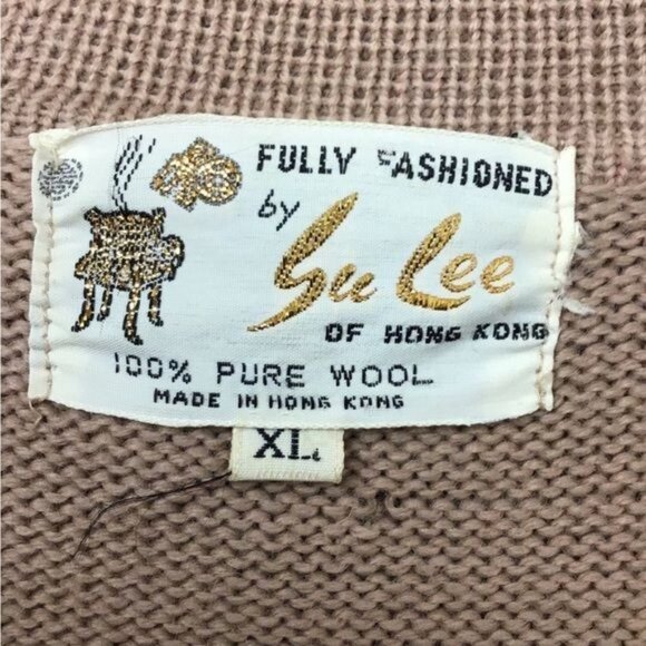 Su Lee Vintage 60s 100% Pure Wool Button Front Cardigan, Camel, size XL - Picture 5 of 5